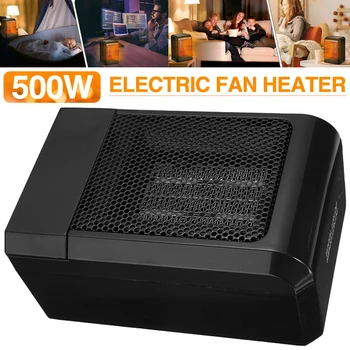 1 adet 500W Elektrikli fan ısıtıcı Sessiz Mini Siyah Seramik elektrikli ısıtıcı Taşınabilir Ev Ofis ısıtma fan ısıtıcı makinesi