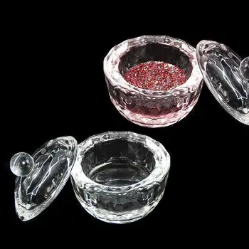 1 ADET Akrilik Tırnak Kupası Akrilik Toz Sıvı Kristal Cam Dappen Bulaşık Kapaklı Kase Tutucu Şeffaf Tırnak Aracı Ekipmanları