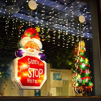 1 Adet duvar asılı Noel ağacı Santa LED lamba ev Bar kardan adam pencere dekoratif ışık