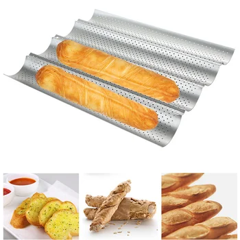 14.96x6.98x1. 1 İnç 2 Dalga Fransız Ekmek Pişirme Tepsisi Kalıp Ekmek Teneke Yapışmaz Baget Kalıp Kek Tava Pasta Araçları