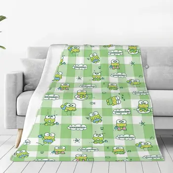 Anime Keroro Yeşil Ekose Battaniye kanepe kılıfı Polar Kış Karikatür Kolaj Süper Sıcak Atmak Battaniye Ev Yatak Odası Yatak Örtüsü