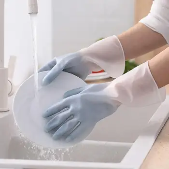Ev bulaşık eldivenleri Su Geçirmez Ekstra Kalın Dayanıklı Mevsim Mutfak Çamaşır Kauçuk İnce Süt temizlik eldiveni