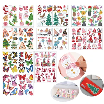 Noel Elmas Çıkartmalar 5D DIY Elmas Boyama Çıkartmalar Çocuklar için noel hediyesi Elmas Mozaik Dekoratif Sticker Ev Dekor