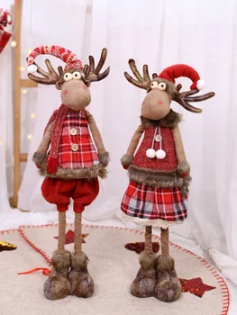 Ren geyiği Bebek Noel Dekorasyon Geri Çekilebilir Noel Yeni Ayakta Yıl Elk Oyuncaklar Çocuk Noel Ağacı Süsler Geyik Navidad 2022 Hediye