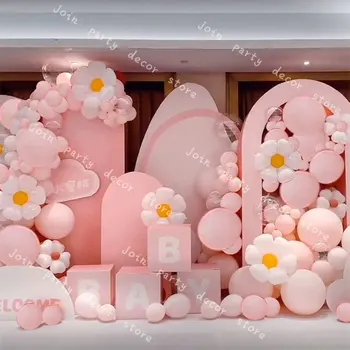 Retro Fasulye ezmesi Malzemeler Balonlar 91pcs Küçük Papatya Folyo Balon Kemer Garland Kit Düğün Doğum günü Partisi, Bebek Duş Süslemeleri