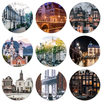 Seyahat Amsterdam Hollanda Broş Pin Cosplay Rozeti giysi aksesuarları Sırt Çantası Dekorasyon Hediye 58mm