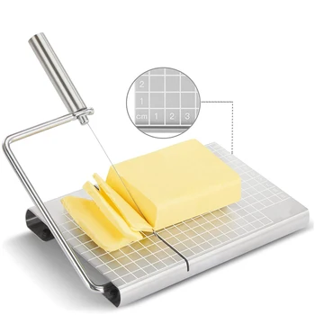 Tel ile Kesici Doğru Boyutu Blok Peynir için Metal Kesme Mutfak Araçlar Hediye Set peynir Dilimleme Paslanmaz Çelik Ölçekli Kurulu 