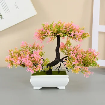 Yapay Bitkiler Bonsai Küçük Ağaç Pot Simülasyon Sahte Çiçekler Bitki Saksı Ev Odası masa süsü Otel Bahçe Aksesuarları