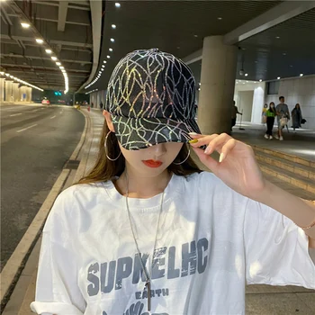 Yaz Kadın Dantel beyzbol şapkası Örgü Nefes Bayan Sequins Hip Hop Snapback Moda Kadın Spor güneş şapkaları Gorras EP0247