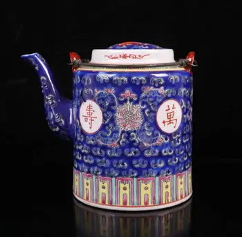 Çin seiko mavi seramik çaydanlık el sanatları heykeli