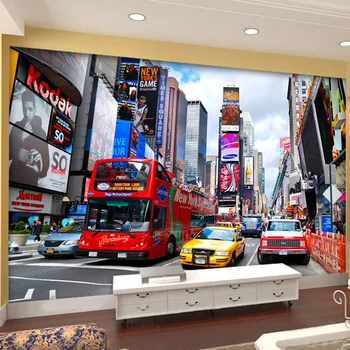 Özel Fotoğraf Duvar Kağıdı Otobüs New York Times Büyük Duvar Kağıdı TV Arka Plan duvar kağıdı Ofis Oturma Odası Yatak Odası 3D Duvar Kağıdı