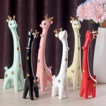 2 Adet / takım Modern Sika geyik figürleri ev dekorasyon El Sanatları renkli Seramik sanatları hayvan Mefruşat ürünleri düğün hediyesi