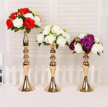Düğün mumluğu 32/38/50cm altın gümüş şamdan ev dekorasyon yol kurşun masa vazo çiçek düzenleme düğün sahne