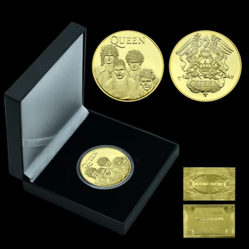 Kraliçe Freddie Mercury Hatıra Koleksiyonu Madalya Altın Kaplama Sikke Tatil Hediye Hediye Kutusu veya Ekran Standı