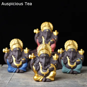Mor Kil Fil El Sanatları Küçük Hayvan Figürleri Tanrı Ganesha Çay Pet Araba Süsler Ev Ofis Masa dekorasyon aksesuarı