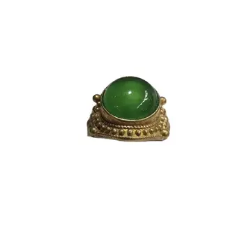 Qing Hanedanı Qianlong yıl saf bakır kakma jadeite yüzük antika parmak yüzük antika anahtarı noktaları Qing Hanedanı