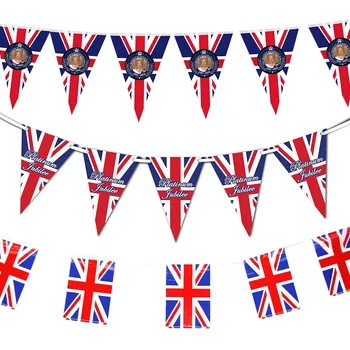 Queens Union Jack Jubilee Kiraz Kuşu Afiş 2022 Kutlama Kraliçe Platinums Jubilee BARBEKÜ Kraliyet Olaylar Parti Süslemeleri