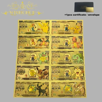 Tüm Stilleri Güzel Japonya Anime Banknot Setleri Anime Plastik Kart Koleksiyonu İçin 24 k Altın Kaplama