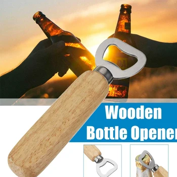 1 Adet Ahşap Saplı El Barmen şişe açacağı Şarap Bira Soda Cam kapak açıcı Mutfak Bar Araçları Yaratıcı