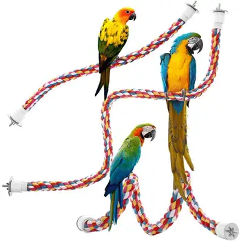 1 adet Kuş Levrek Kafes Halat Papağan / Parakeet / Cockatiel Bungee Oyuncak Rahat Renkli 80cm