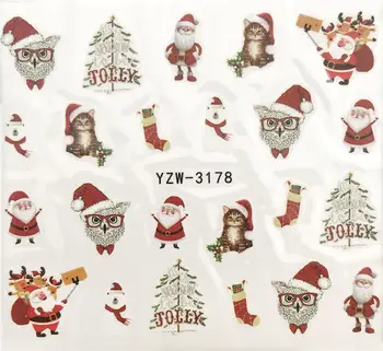 1 ADET tırnak kaplaması Noel Tırnak Çıkartmalar Nail Art Süslemeleri Santa Transferi Çıkartmaları Aksesuarları İpucu Manikür Aracı