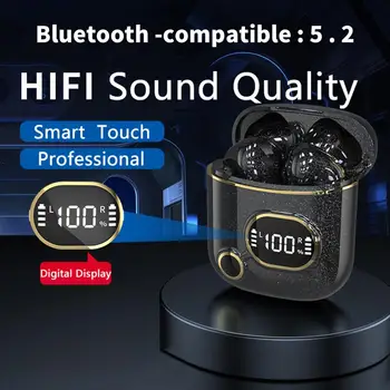 1 Takım Kablosuz Kulaklık Tip-C Gürültü Azaltma Dijital Hızlı Şarj 300mAh HiFi 5.2 Bluetooth uyumlu Kulakiçi telefon için