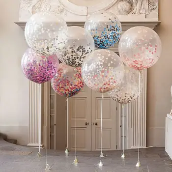 10 adet / grup Temizle Balonlar Altın Yıldız Folyo Konfeti Şeffaf Balonlar Mutlu Doğum Günü Bebek Duş Düğün Parti Süslemeleri