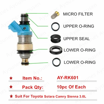 10 takım / 50 Adet yakıt enjektörü tamir kiti Enjektör Parçası # 23250-20010 Toyota Solara Camry Sienna 3.0 L 1994-2002