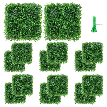 12 Paket 10X10 İnç UV Gizlilik tel çit Yeşillik Paneli Simülasyon Bitki Duvar Arka Plan Duvar Plastik Çim kablo bağları