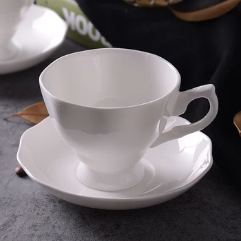 180 ML, Düz Beyaz Seramik Kahve fincan seti, Cafe Zarif Kahve fincan ve çay tabağı, İngilizce Kemik çin çayı seti, Cafeteira Espresso