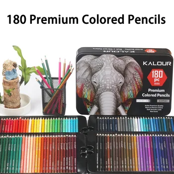 180 renkli kurşun kalem Demir Kutu Metal Renk Profesyonel toksik Olmayan Çevre Koruma Kavak Kalem Acemi Sanat Malzemeleri