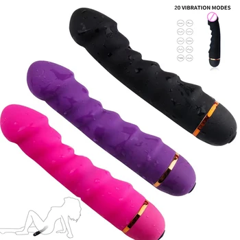 20 Modları Vibratör Yumuşak Silikon Dildio Kadınlar için Gerçekçi Penis Güçlü G-spot Klitoral Stimülatörü Kadın mastürbasyon için seks oyuncakları