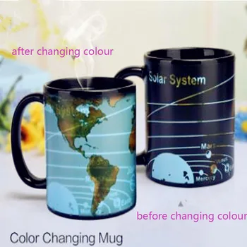 2018 Yeni Güneş Sistemi Toprak Rengi Değişen Fincan Yaratıcı Hediye Fincan Kahve İçecek Dünya Haritası Kupa