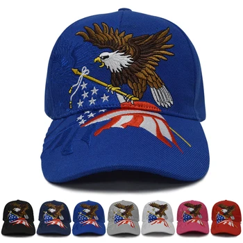 2021 Unisex Amerikan Bayrağı İşlemeli Şapka Güneş Koruyucu Siperliği Kartal Mücadele Şapka Hip Hop Erkek Kadın Sokak Dışında Kaykay Düz Şapka