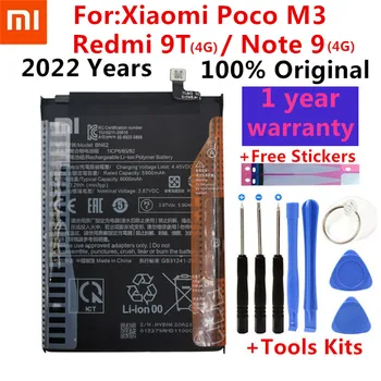 2022 100 % Orijinal Xiao mi 6000mAh BN62 Pil İçin Xiaomi Pocophone Poco M3 Not 9 Redmi 9T Pil Piller Bateria