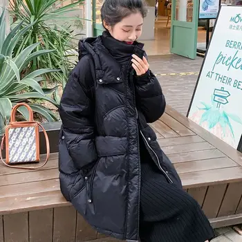 2023 Tasarımcı Yeni Kış Bayan Parkas Kalın Ceket Uzun Gevşek Rüzgar Geçirmez Kore Şık kapüşonlu ceket Sıcak Sıcak Giyim L109