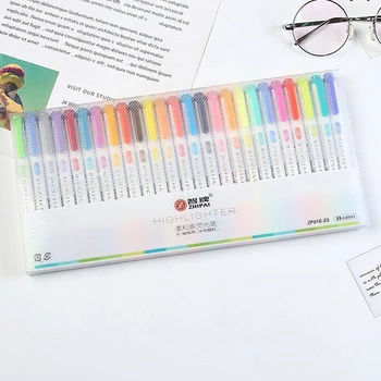 25 Renkler / Set Çift Kafa Fosforlu Kalemler Renkli Mürekkep Floresan resim kalemi Okul Boyama Çizim Kırtasiye Malzemeleri