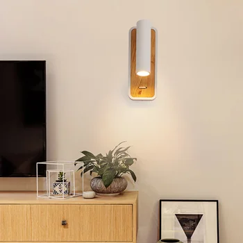3 W LED yatak odası okuma lambası duvar montaj fikstürü başlık ışık ahşap tahıl anahtarı