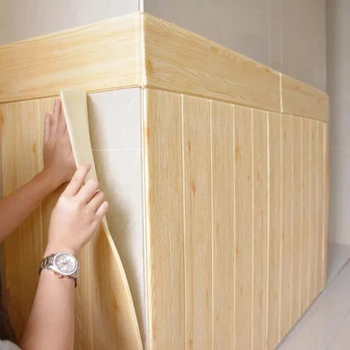 30 Adet 3D Kendinden Yapışkanlı Panel su geçirmez duvar çıkartması Oturma Odası Yatak Odası Banyo Lüks Dekorasyon Ahşap Tahıl Yapıştırma Duvar Kağıdı