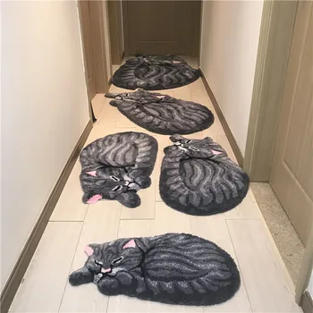 3D El Yapımı Kedi Şekli Yıkanabilir paspas Tapete Yatak Odası Mutfak zemin halısı Karşılama Paspas 84X45cm 120X64cm Başucu Ayak Pedi