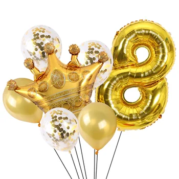 50 Takım Taç Numarası Balon Seti Konfeti Folyo Mylar Dijital Balon Doğum Günü Mezuniyet Yıldönümü Partisi Kutlama Malzemeleri