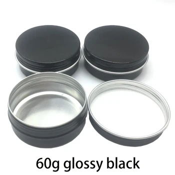 50 x Siyah 60g Alüminyum Krem Kavanoz Çay Yaprağı Pot Nail Art Makyaj Lipgloss Cilt Bakımı Losyon Boş Kozmetik Metal Teneke Konteyner