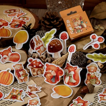 56 kutuları Sevimli Hayvan Orman Sincap etiket Çıkartmaları Bitki Dekoratif Sticker Scrapbooking Günlüğü Albümü