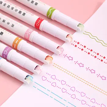 6 Adet Eğri Çizgi Güzel İpucu İşaretleyiciler Renkli Kalemler Scrapbooks için Günlük Yazma Not Alma Takvim Ofis Malzemeleri
