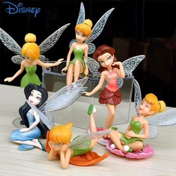 6 adet / takım Disney Tinker Bell Prenses Oyuncak Anime Aksiyon şekilli kalıp Koleksiyonu Bebek Süslemeleri Kızlar Çocuklar Doğum Günü Hediyeleri