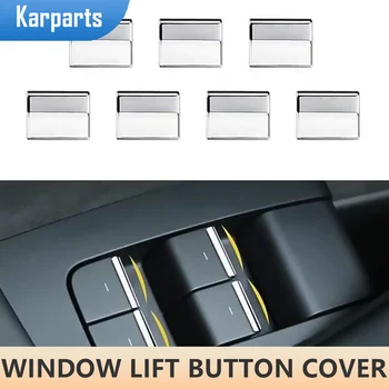 7 Adet/takım ABS Krom Araba Pencere Kaldırma Düğmesi Sequins Trim Tesla Model3 Model 3 Model Y Modely Pencere Anahtarı Kapağı Aksesuarları