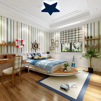 Akdeniz İngiliz Mavi Renk Dikey Çizgili Duvar Kağıdı Modern Basit Oturma Odası Yatak Odası Arka Plan Duvar çocuk Saf