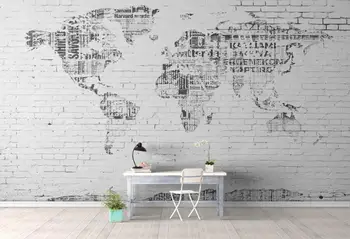 Bacal Fotoğraf duvar resmi duvar kağıdı 3D retro dünya haritası tuğla duvar arka plan duvar soyut sanat boyama duvar kağıdı ev dekor