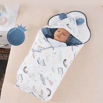 Bebek Kundaklama Battaniye Kulak Tasarım Aslan Baskı Kabarcık Pamuk Yenidoğan Bebek Wrap Kundak Havlu Ayrılabilir Sıcak Çocuk Battaniye