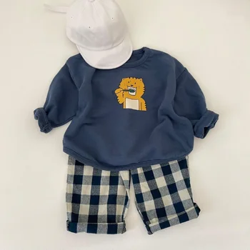 Bebek Çocuk Spor Ev Giyim Bebek Pamuk giyim setleri Erkek Kız Bahar Sonbahar Rahat Gevşek Eşofman Kazaklar Tops Pantolon